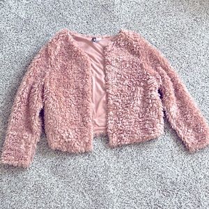 H&M night out jacket soft faux fur pink barely used